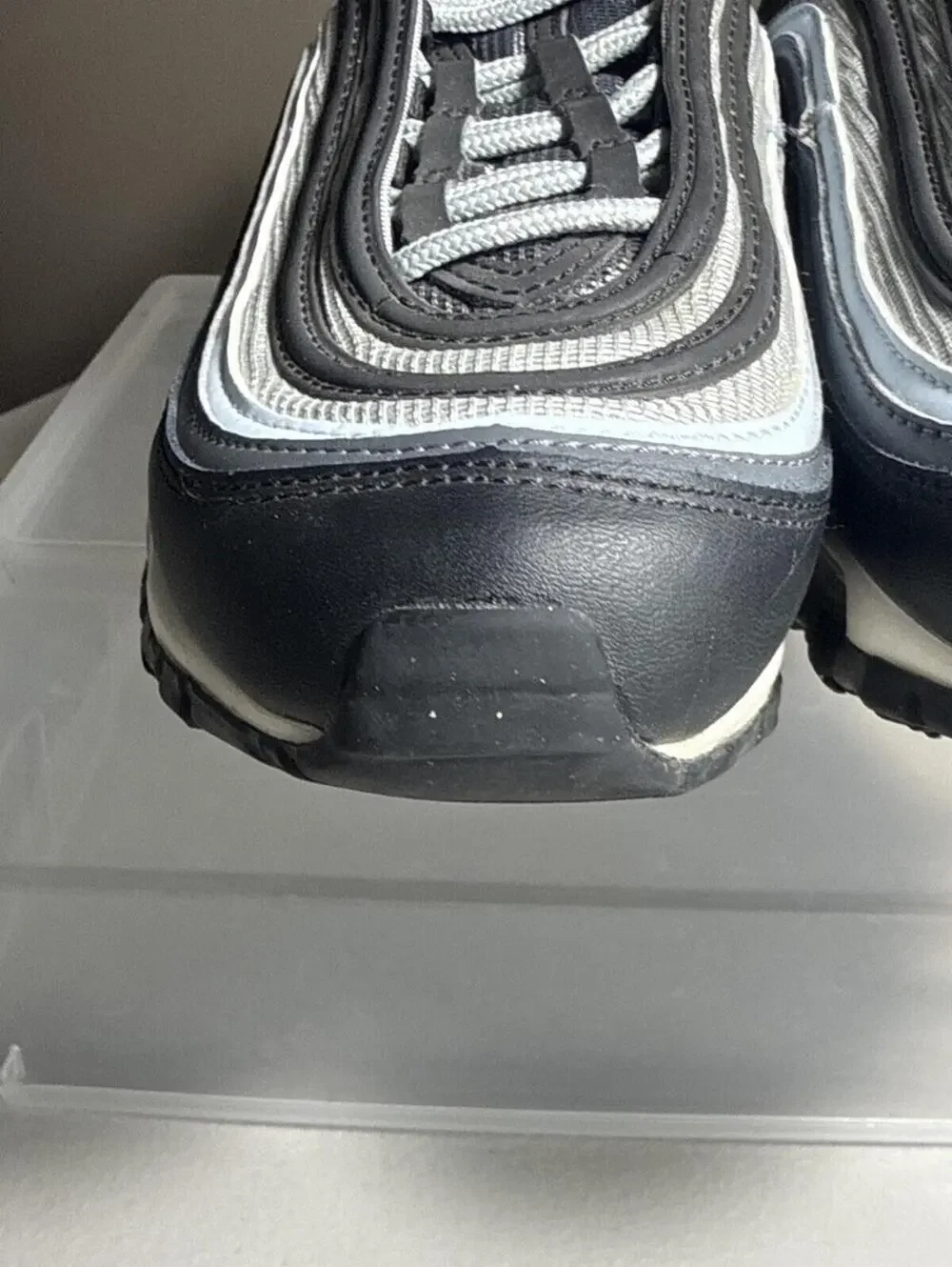 Nike Air Max 97 Black/White/Signal Light Blue Athletic Shoes 5Y‎ Excellent NICE